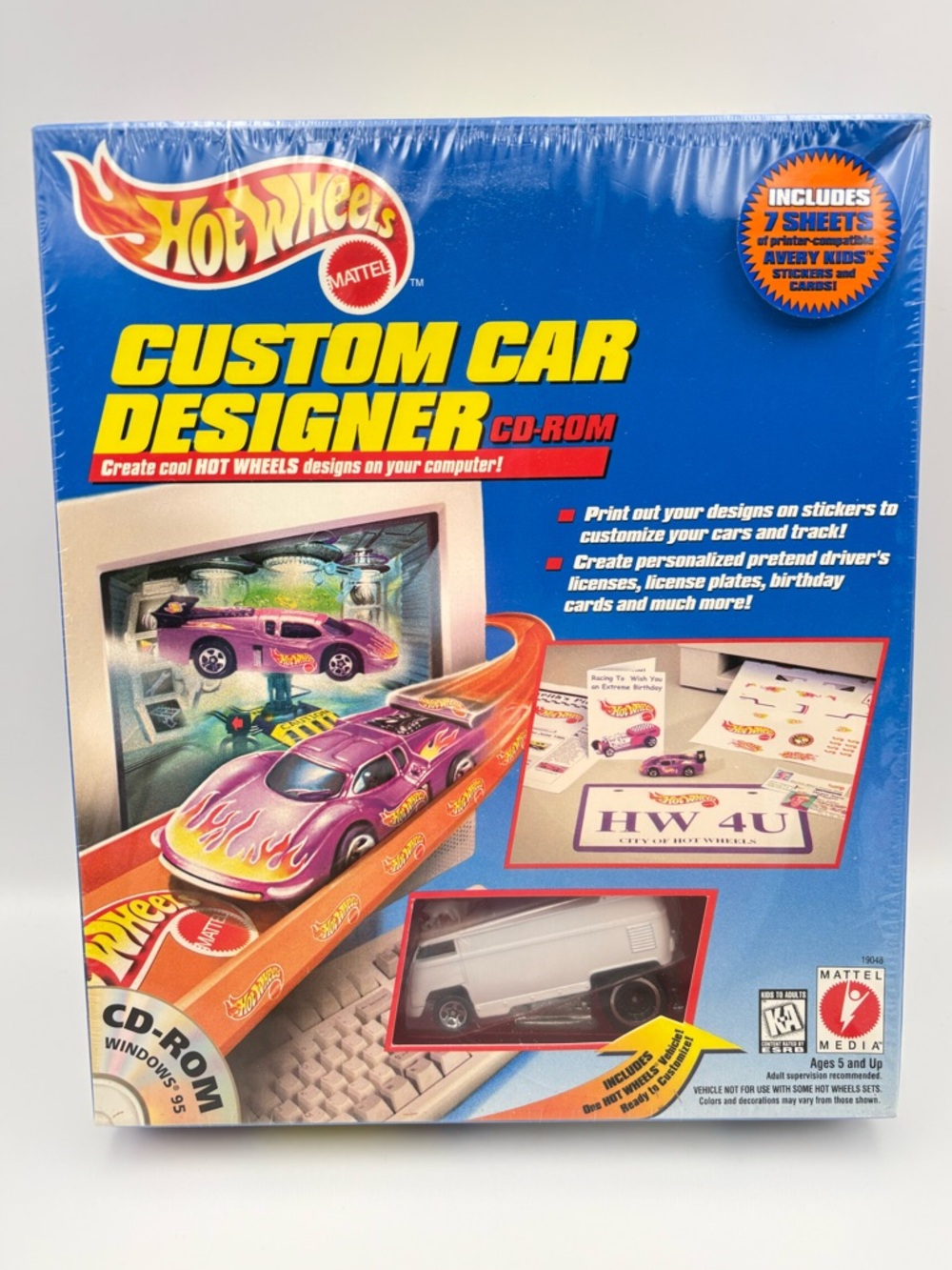 1997 Sealed NIB Hot Wheels Custom Car Designer CD-ROM with White VW Drag Bus
